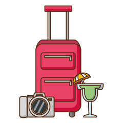 vacations bag cocktail and camera