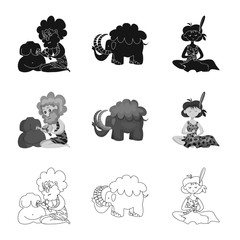 Isolated object of evolution  and prehistory icon. Collection of evolution  and development  stock symbol for web.