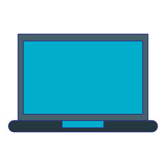 Laptop computer technology symbol isolated blue lines