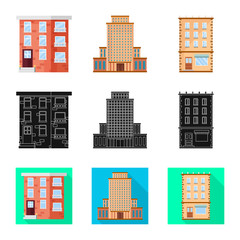 Vector design of municipal and center icon. Set of municipal and estate   stock vector illustration.