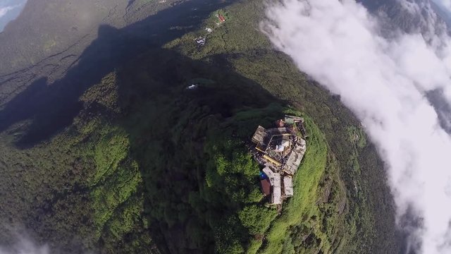 Aerial shot of Sri Pada Adam's Peak Sri Lanka