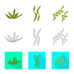 Obraz premium Vector illustration of protein and sea logo. Collection of protein and natural stock vector illustration.