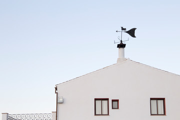 Weather vane on house