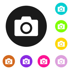 Camera Icon in trendy flat style isolated on grey background. Camera symbol for your web site design