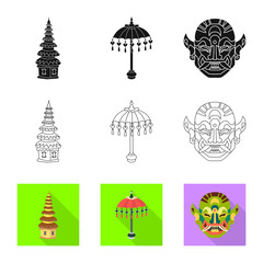 Isolated object of  and travel icon. Collection of  and traditional stock vector illustration.