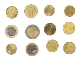 Set euro coins isolated on white