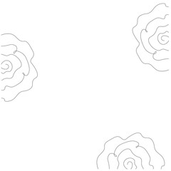 Roses background, continuous line drawing vector illustration