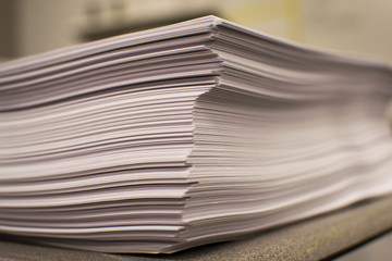 Corner view of a stack of paper