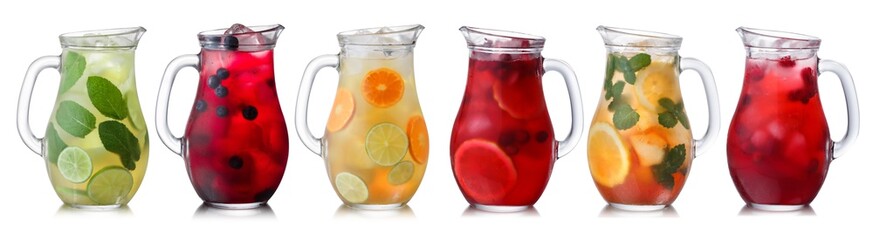 Fototapeta Iced drinks in pitchers isolated obraz