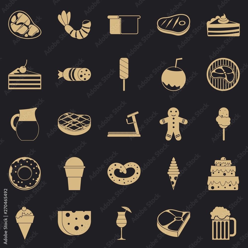 Poster calory icons set. simple set of 25 calory vector icons for web for any design