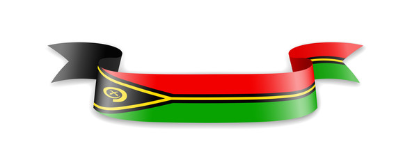 Vanuatu flag in the form of wave ribbon.