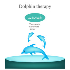Dolphin therapy. Vector illustration isolated on white background