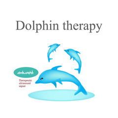 Dolphin therapy. Vector illustration on isolated background