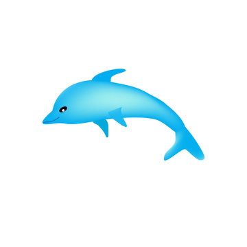 Beautiful cartoon dolphin on a white background isolated.