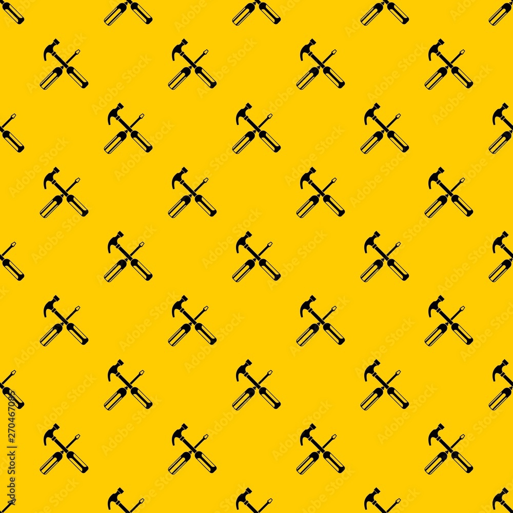 Poster hammer and screwdriver pattern seamless vector repeat geometric yellow for any design