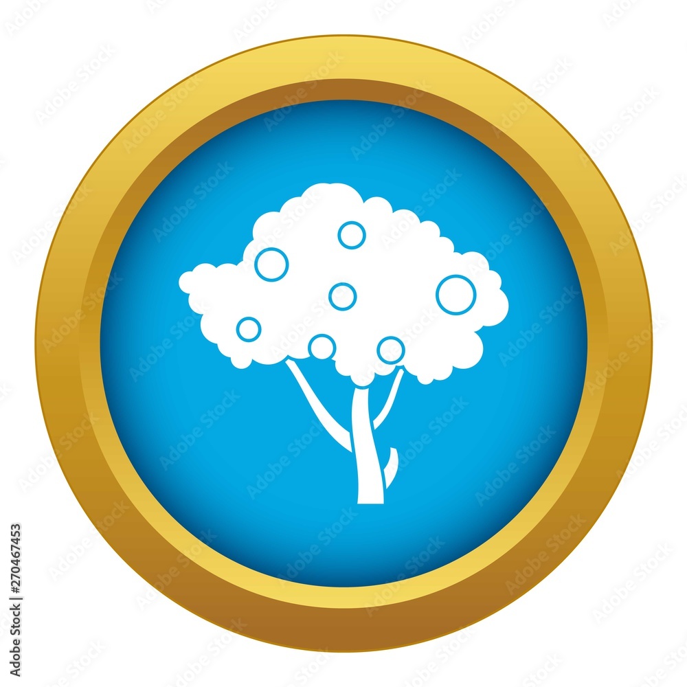 Poster apples on apple tree branches icon blue vector isolated on white background for any design