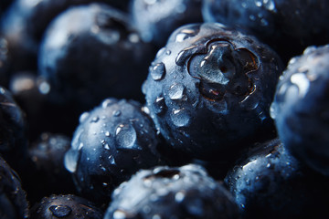 Nature background. Summer, spring concepts. Fresh blueberry background. Macro view of abstract nature texture and background organic pattern. Copy space. Macro shot. Texture blueberry berries close-up