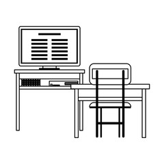 Education and school supplies in black and white