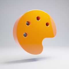 Volumetric glossy hot orange Palette icon isolated on white background.