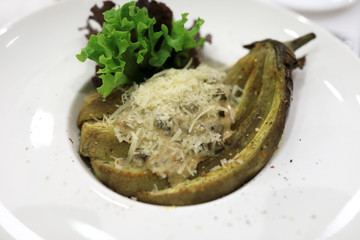Eggplant with mushroom sauce