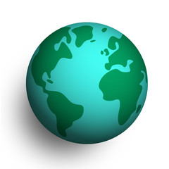3D Earth planet globe on isolated background