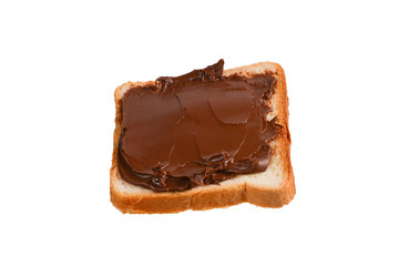 Сhocolate paste sandwich isolated on white background.