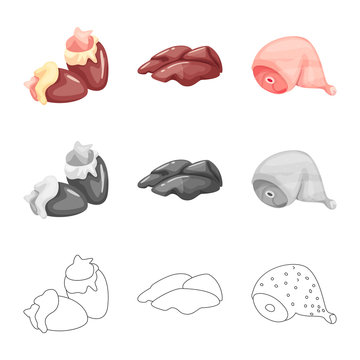 Isolated object of product and poultry icon. Collection of product and agriculture    stock symbol for web.