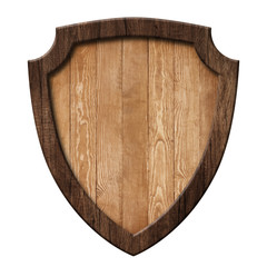 Defense protection shield or board made of natural wood with dark frame