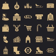 Winter deal icons set. Simple set of 25 winter deal vector icons for web for any design