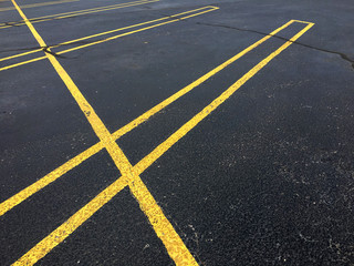 yellow lines on asphalt