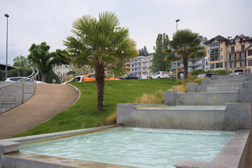 swimming pool in tropical resort