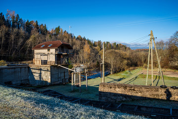 Fototapeta premium old wooden plank building structure in countryside