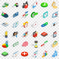 Diagram icons set. Isometric style of 36 diagram vector icons for web for any design