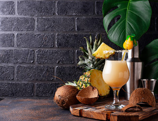 Pina colada. Traditional Caribbean cocktail