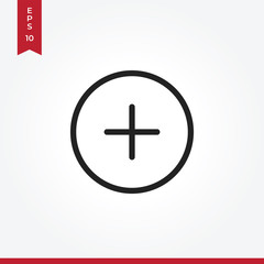 Plus vector icon in modern style for web site and mobile app
