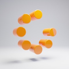 Volumetric glossy hot orange Spinner icon isolated on white background.