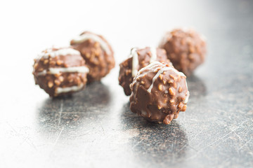 Sweet chocolate truffles. chocolate balls.