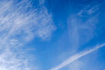 The blue sky and white clouds indicate pure and freshing.