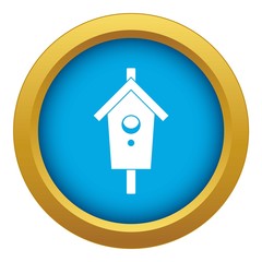 Birdhouse icon blue vector isolated on white background for any design