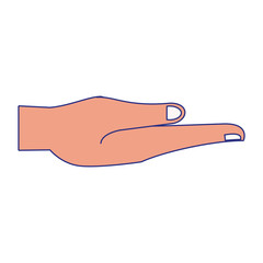 Hand with palm open cartoon isolated blue lines