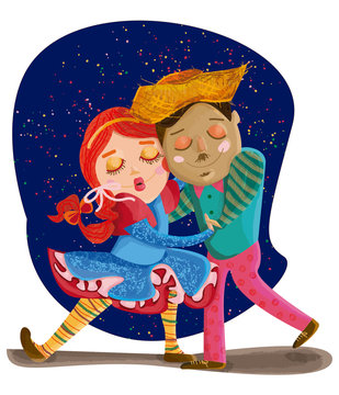 Casal dan&ccedil;a em uma festa Junina estrelada