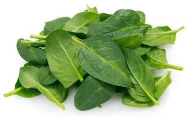 Fresh spinach on white background