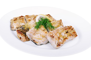 Grilled fish pieces