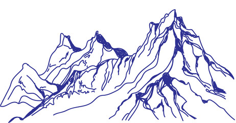 I love the mountains. Vector freehand drawing . Stocking up for a card , poster
