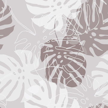 Monstra leaves seamless pattern.