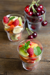 Healthy vegetarian meal - fruit salad made with organic fruits