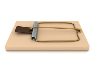 3D Rendering of a classic mousetrap