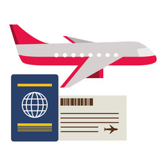 vacations airplane passport ticket