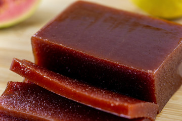 Goiabada, a typical sweet made with guava fruit, common Brazilian sweet in the state of Minas Gerais. Sweet homemade concept and flavor.