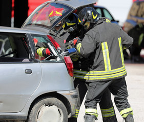 firefighters with big shears